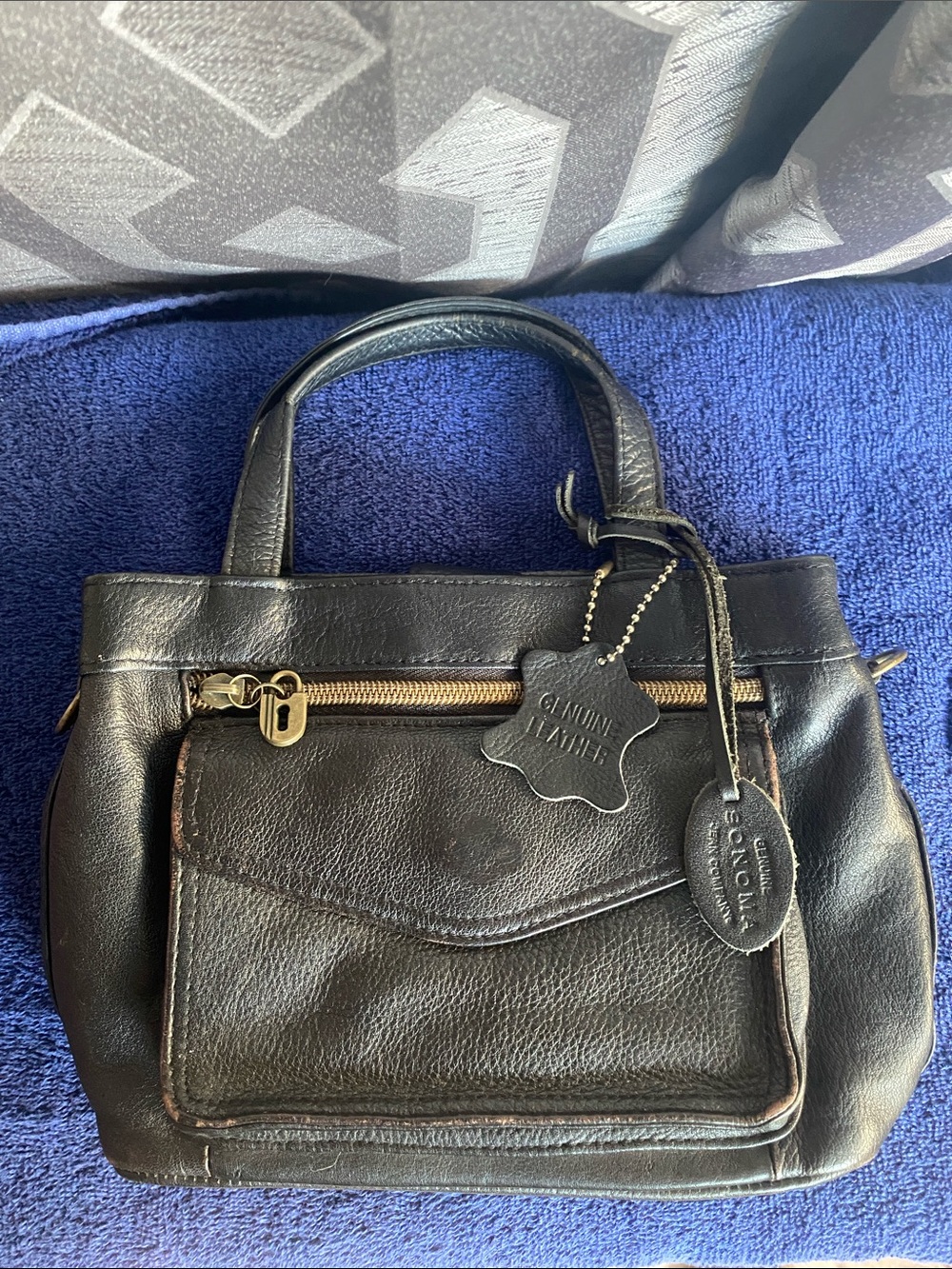 Sonoma Black Genuine Leather Handbag Purse Women’s Classic Satchel Bag